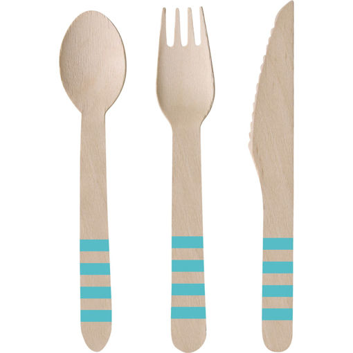 Picture of 24 BLUE WOODEN CUTLERY